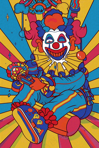 卡通马戏团小丑游戏彩色愚人节插画背景