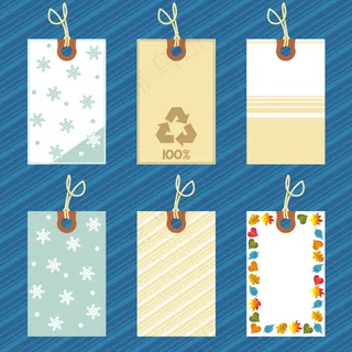 蓝色吊牌装饰元素矢量免扣AI素材