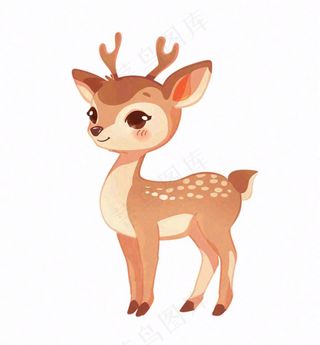 鹿麋鹿驯鹿动物卡通插画免抠