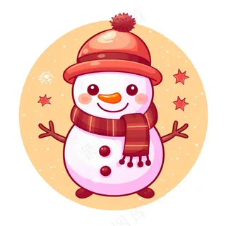 圣诞雪人红帽子围巾卡通插画免抠