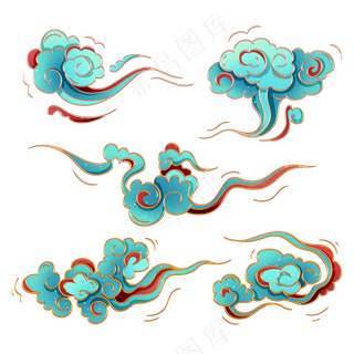 国潮敦煌云纹祥云插画免扣素材 (122)