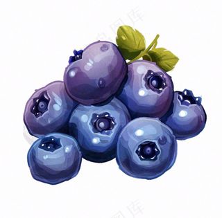 蓝莓水果卡通插画免抠