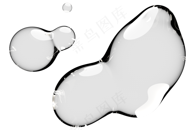 高清日系极简逼真透明水滴液体气泡水珠空气感png免扣素材 (