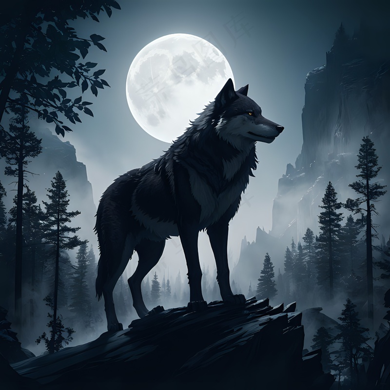 月亮 狼 黑夜 夜晚