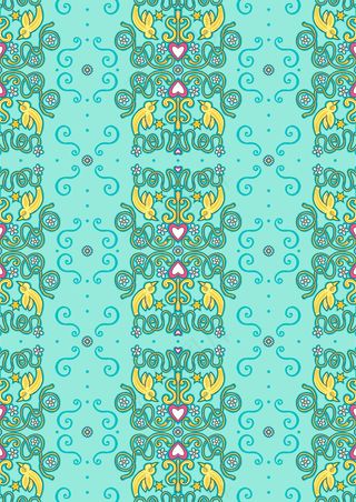 湖绿色 传统复古花纹