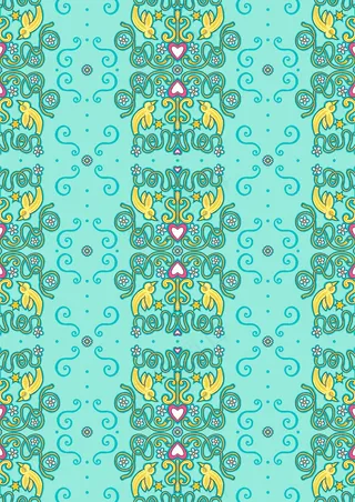 湖绿色 传统复古花纹