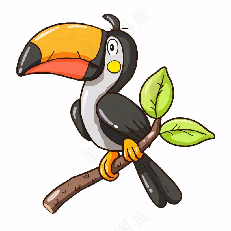 鵎鵼巨嘴鸟动物卡通插画免抠(1024x1024)
