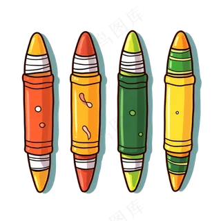 卡通手绘文具蜡笔线条插画矢量装饰元素