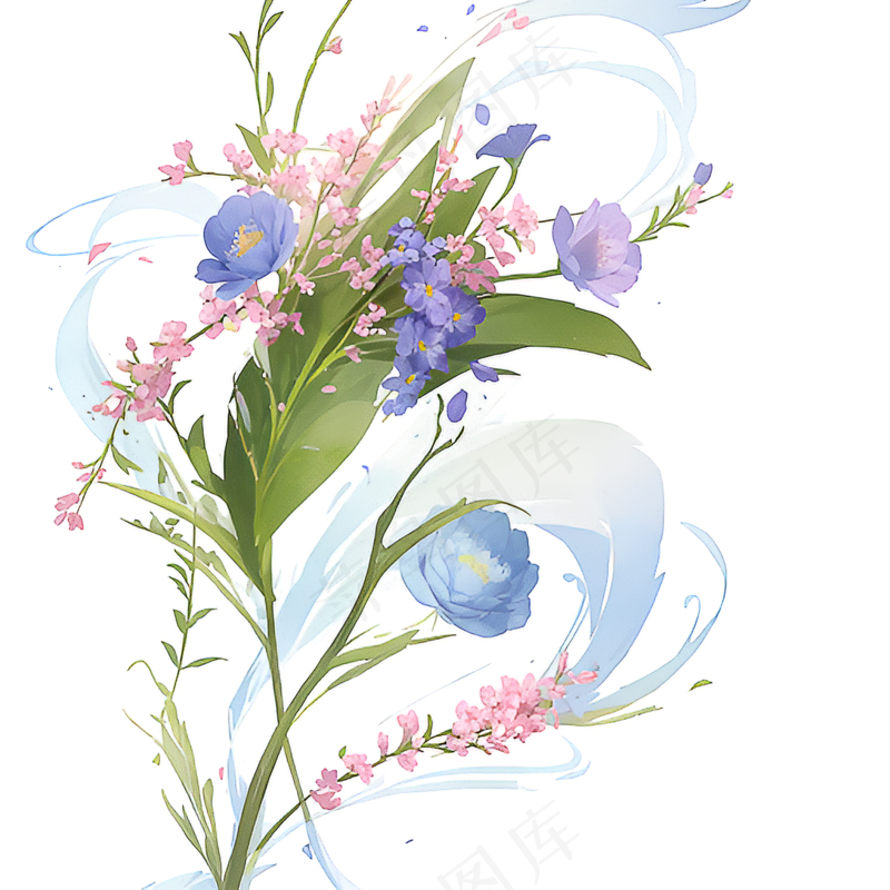 白色手绘兰花植物免抠素材03