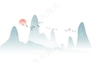 简约红日初升免扣元素