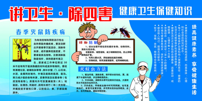 健康教育宣传栏除四害psd模版下载