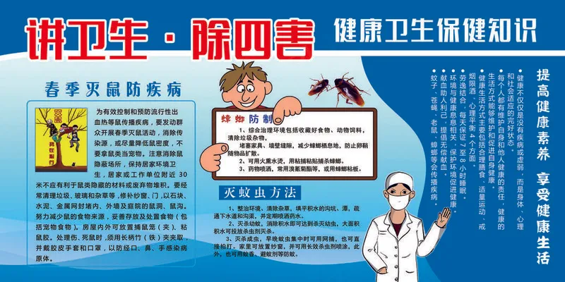 健康教育宣传栏除四害psd模版下载