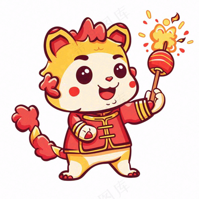 新年吉祥物龙年十二生肖动物卡通插画免抠(1024x1024)