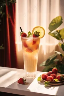 夏日草莓果茶奶茶水果茶摄影图