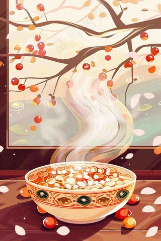 腊八粥春节习俗腊八节卡通插画背景
