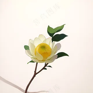 白色黄色手绘新中式风格花植物89 白色黄色手绘新中式风格花植物89