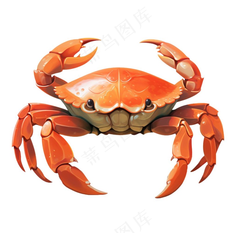 螃蟹卡通插画免抠