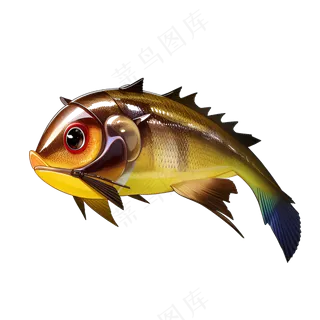 黄色卡通手绘鱼免抠素材52