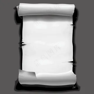 白色古典残破卷轴装饰元素矢量免扣AI素材