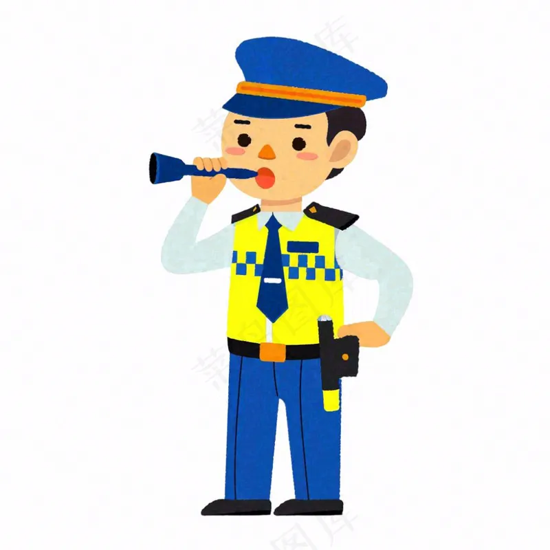 交警警察交通指挥劳动人物卡通插画免抠(1024x1024)