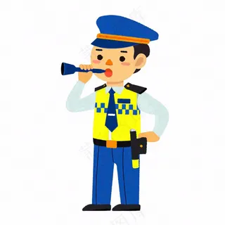 交警警察交通指挥劳动人物卡通插画免抠