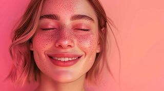 欧美少女微笑自信金发人像摄影图