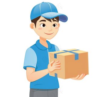 快递员派送包裹劳动卡通插画免抠