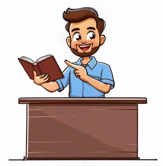 教书先生讲台老师教授人物卡通插画免抠