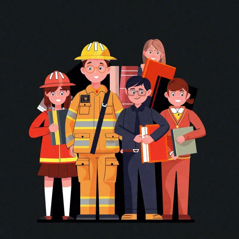 劳动人民工人五一劳动节任务元素插画黑色背景(1024x1024)