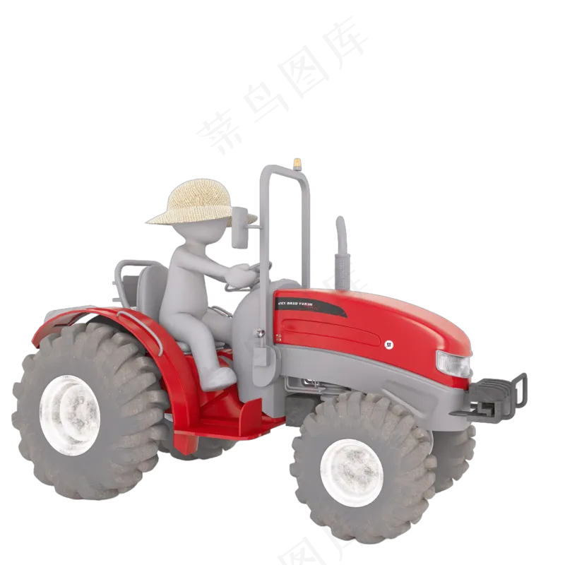 3D拖拉机白色小人ppt用