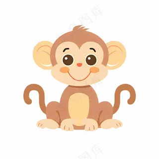 猴子可爱动物卡通插画免抠