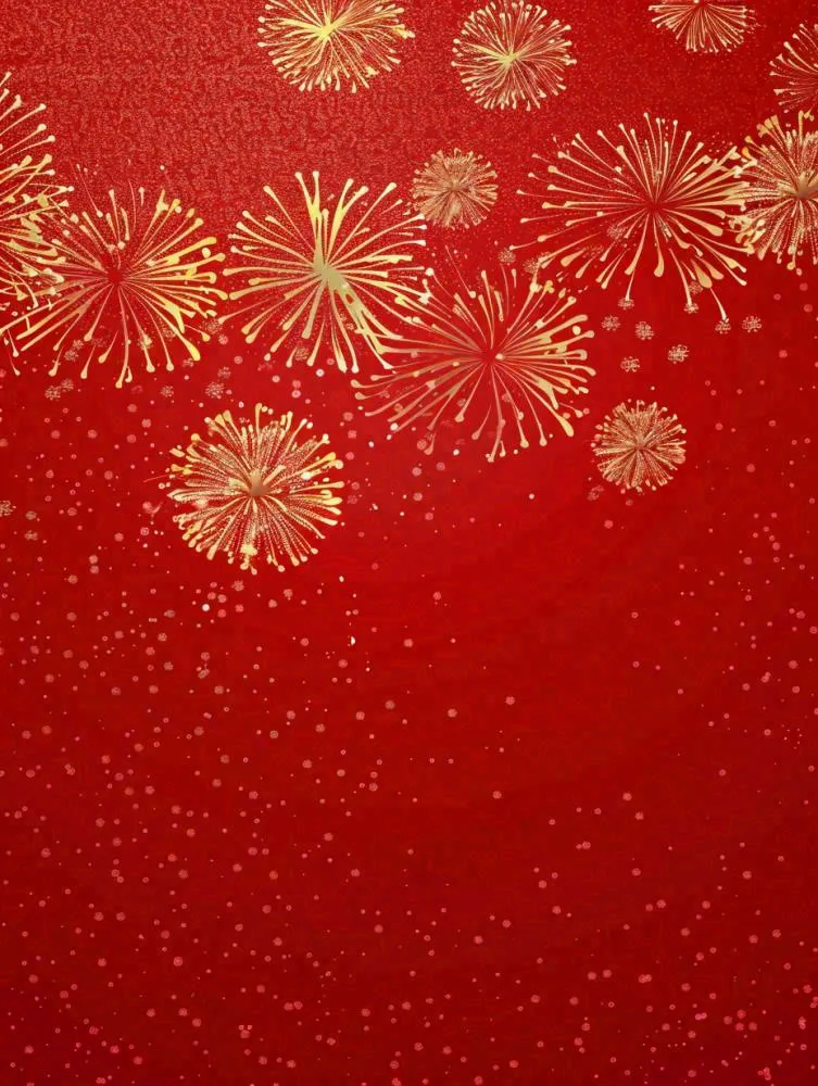 烟花绽放红色背景节日庆祝喜庆春节国庆插画背景(928x1232)