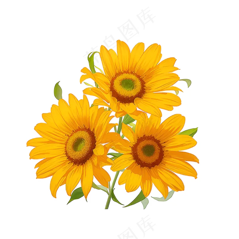 黄色向日葵花朵免抠素材19