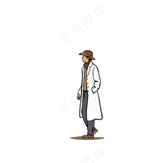 欧美风 风衣帽子走路男士全身像 免抠透明底 (3)