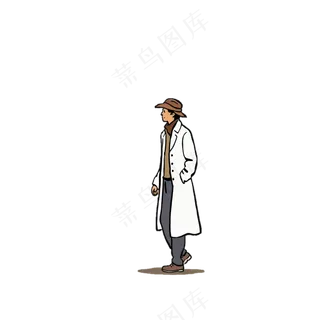 欧美风 风衣帽子走路男士全身像 免抠透明底 (3)