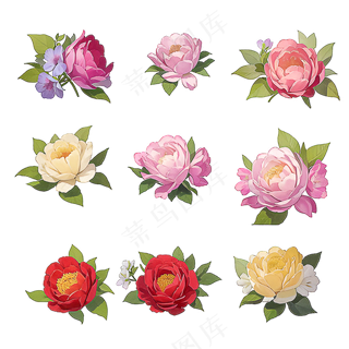 红色黄色粉色玫瑰花免抠素材56