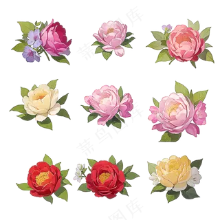 红色黄色粉色玫瑰花免抠素材56