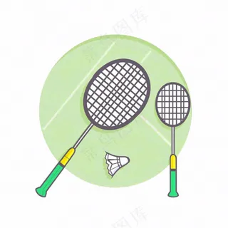 羽毛球器械运动卡通插画免抠