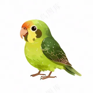 绿色鹦鹉鸟动物卡通插画免抠