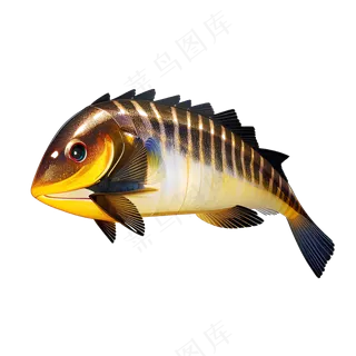 黄色卡通手绘鱼免抠素材51