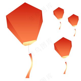 春节元素红色灯笼孔明灯