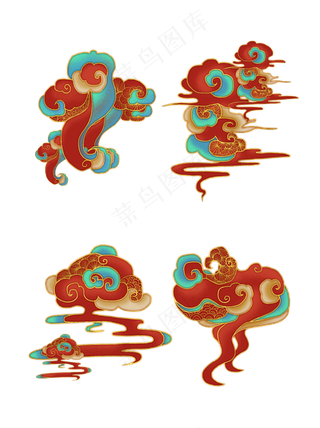 国潮敦煌云纹祥云插画免扣素材 (150)