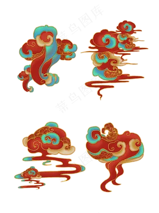 国潮敦煌云纹祥云插画免扣素材 (150)