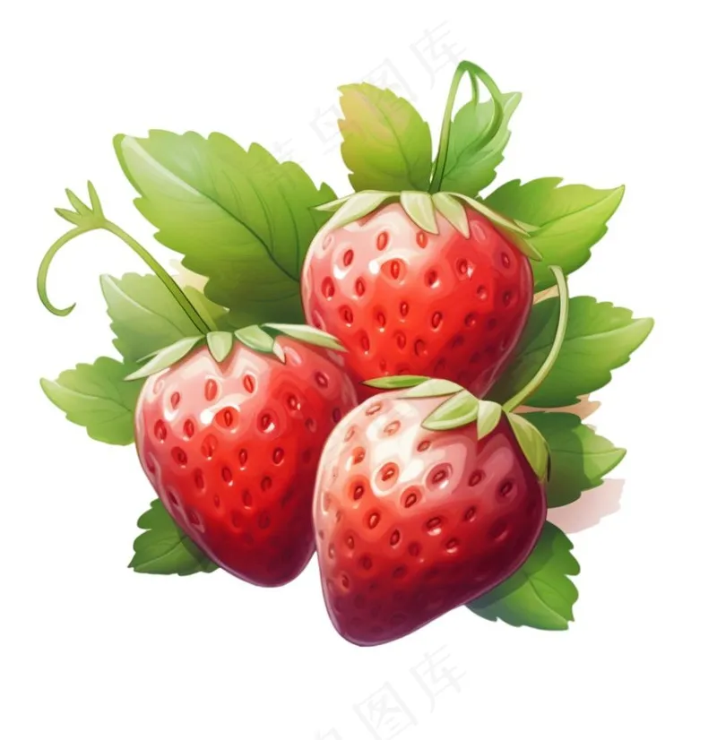 美味草莓可口卡通插画免抠(1024x1056)