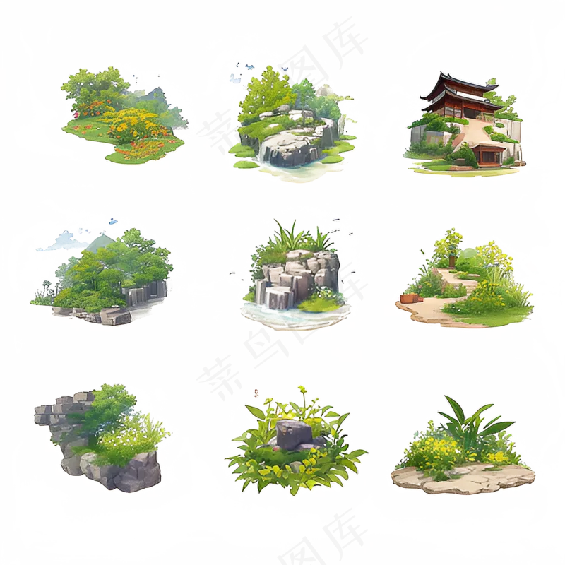 绿色手绘小植物花草系列免抠素材112