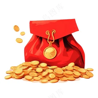 大吉卡通新年福袋金元宝简约福袋金子金币国潮新年元素免抠