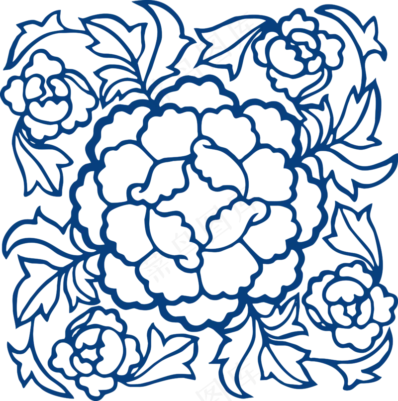 古代青花瓷图案花纹中国风图案祥云纹理传统图腾PNG免扣素材