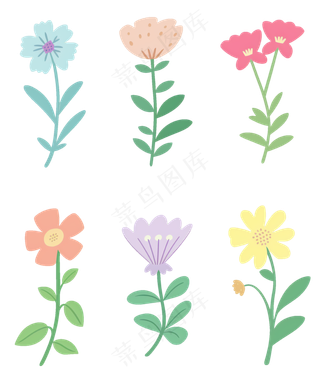 扁平花卉一组4 透明底免抠