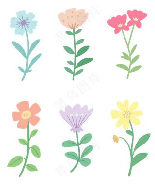 扁平花卉一组4 透明底免抠