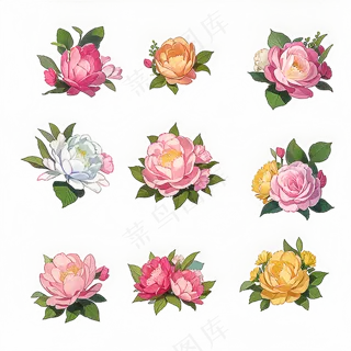 红色黄色粉色玫瑰花免抠素材110